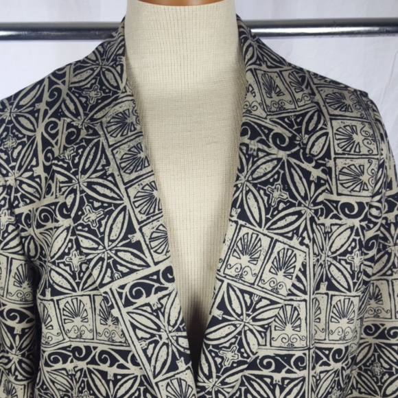 VTG CB COLLECTIONS AZTEC CREAM BLACK BLAZER SZ M - Picture 3 of 7